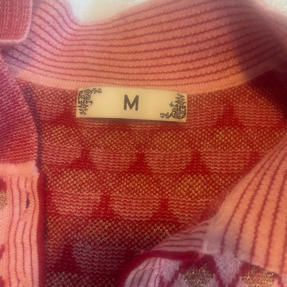 M sweater dress red pink gold hearts a-line fitted tapered feminine small ? - Picture 9 of 10